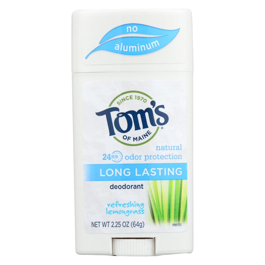 Tom's Of Maine Natural Long-lasting Deodorant Stick Lemongrass - 2.25 Oz - Case Of 6 - Lakehouse Foods