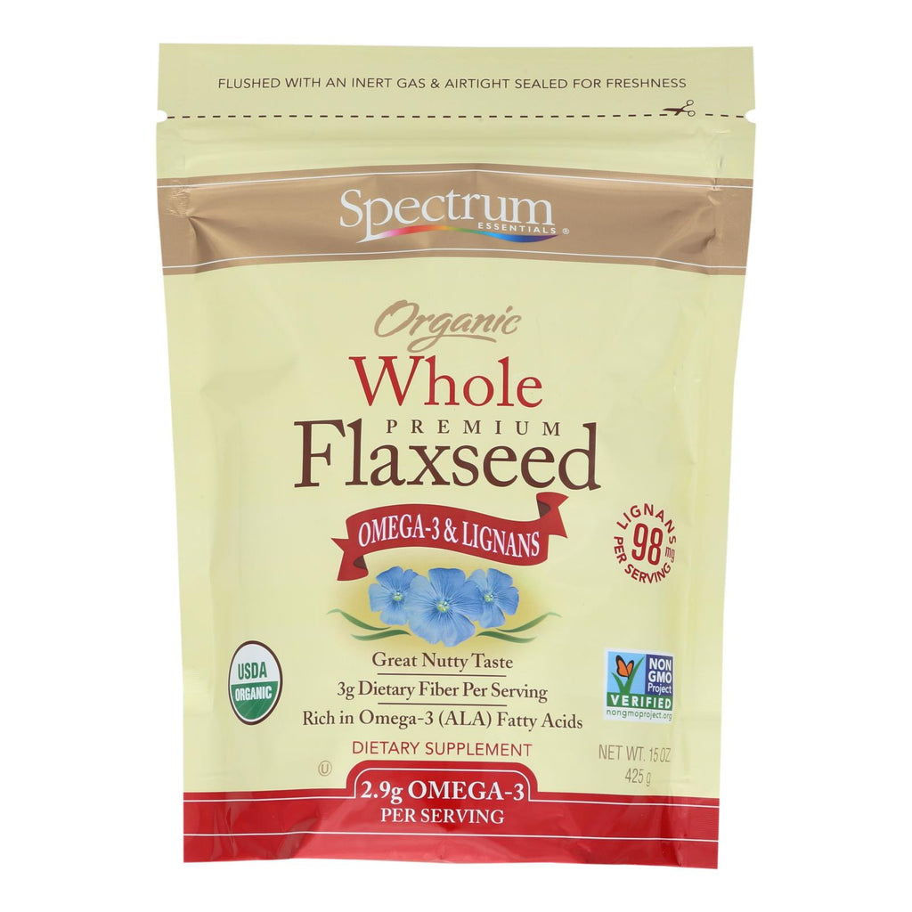 Spectrum Essentials Organic Whole Flaxseed - 15 Oz - Lakehouse Foods