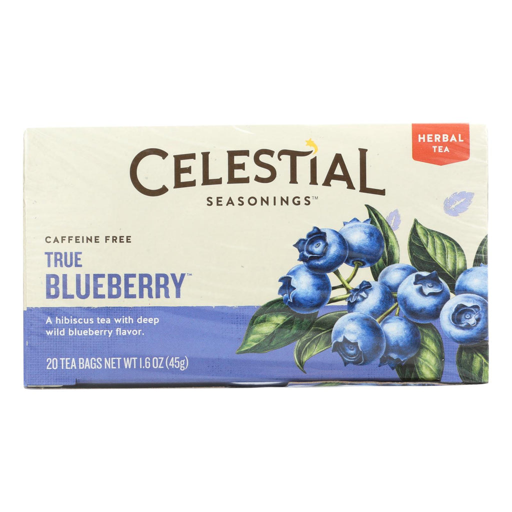 Celestial Seasonings Herbal Tea Caffeine Free True Blueberry - 20 Tea Bags - Case Of 6 - Lakehouse Foods