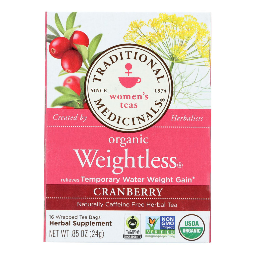 Traditional Medicinals Organic Weightless Cranberry Herbal Tea - 16 Tea Bags - Case Of 6 - Lakehouse Foods