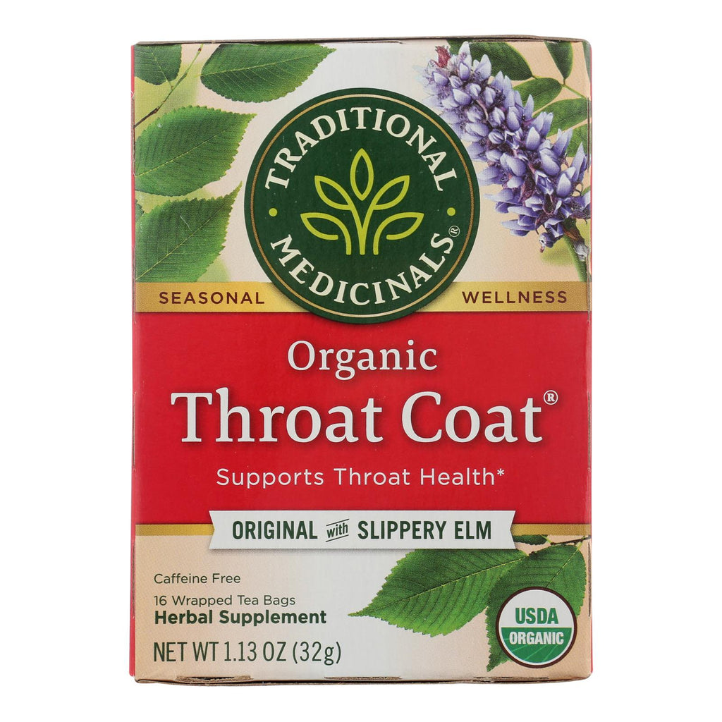 Traditional Medicinals Organic Throat Coat Herbal Tea - 16 Tea Bags - Case Of 6 - Lakehouse Foods