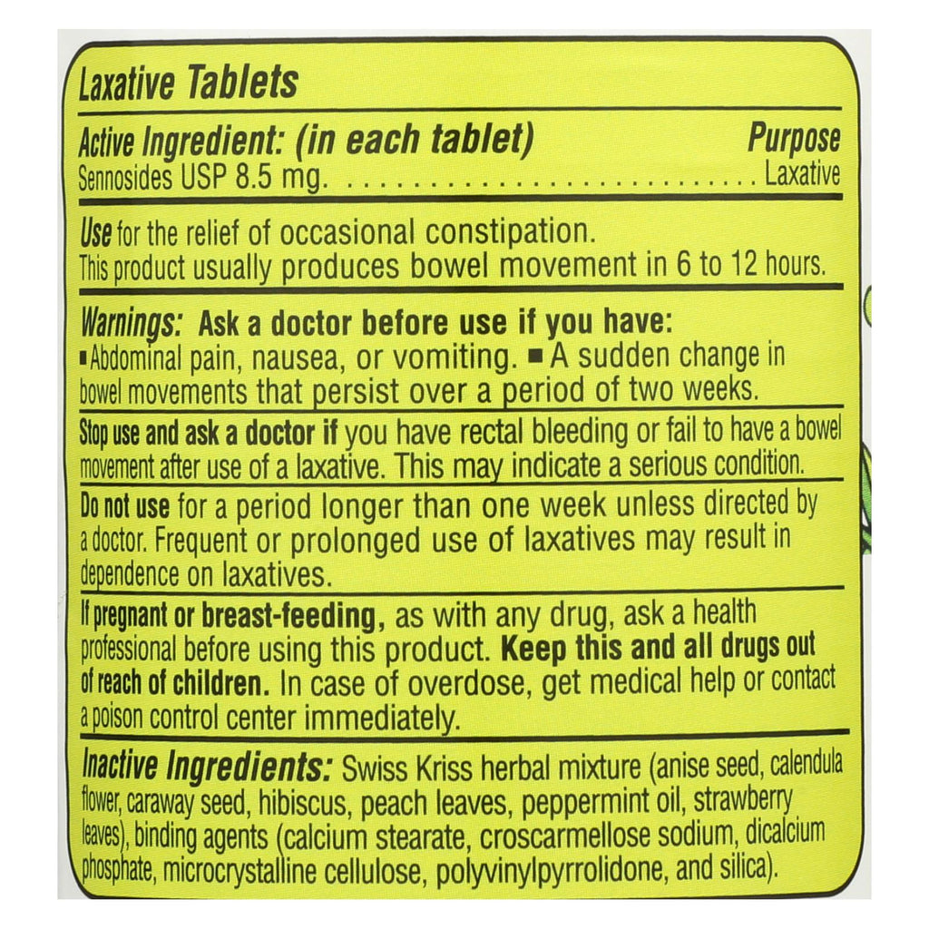 Modern Natural Products Swiss Kriss Herbal Laxative - 120 Tablets - Lakehouse Foods