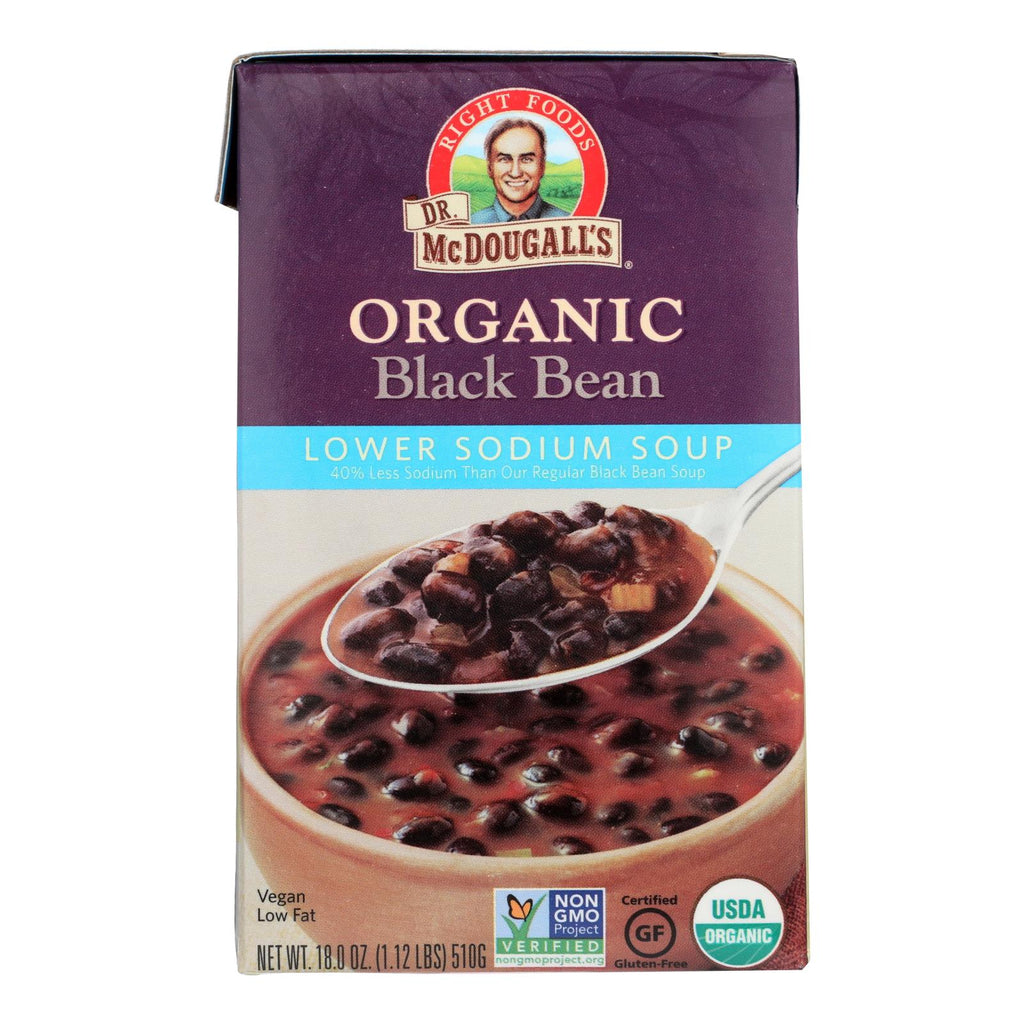 Dr. Mcdougall's Organic Black Bean Lower Sodium Soup - Case Of 6 - 18 Oz. - Lakehouse Foods