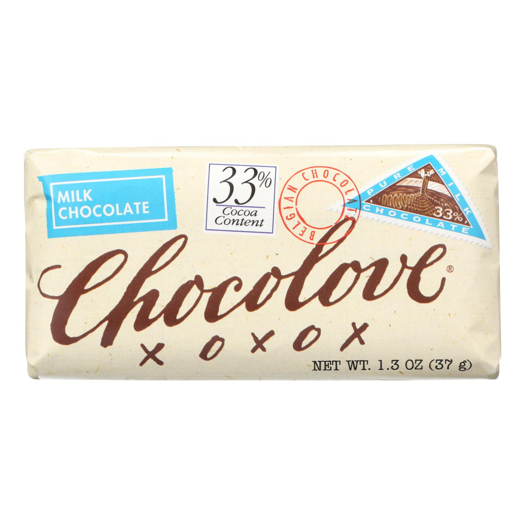 Chocolove Xoxox - Premium Chocolate Bar - Milk Chocolate - Pure - Mini - 1.3 Oz Bars - Case Of 12 - Lakehouse Foods