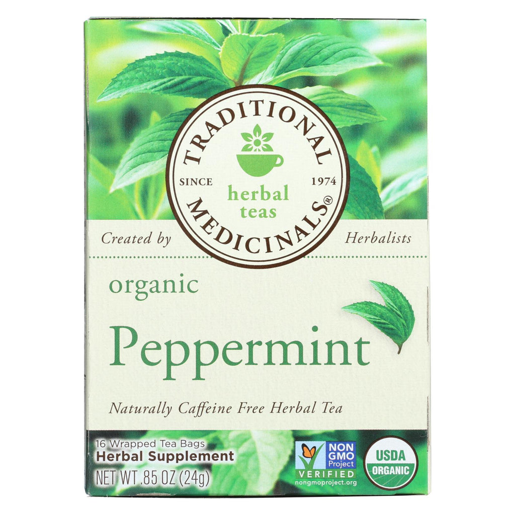 Traditional Medicinals Organic Peppermint Herbal Tea - Caffeine Free - Case Of 6 - 16 Bags - Lakehouse Foods