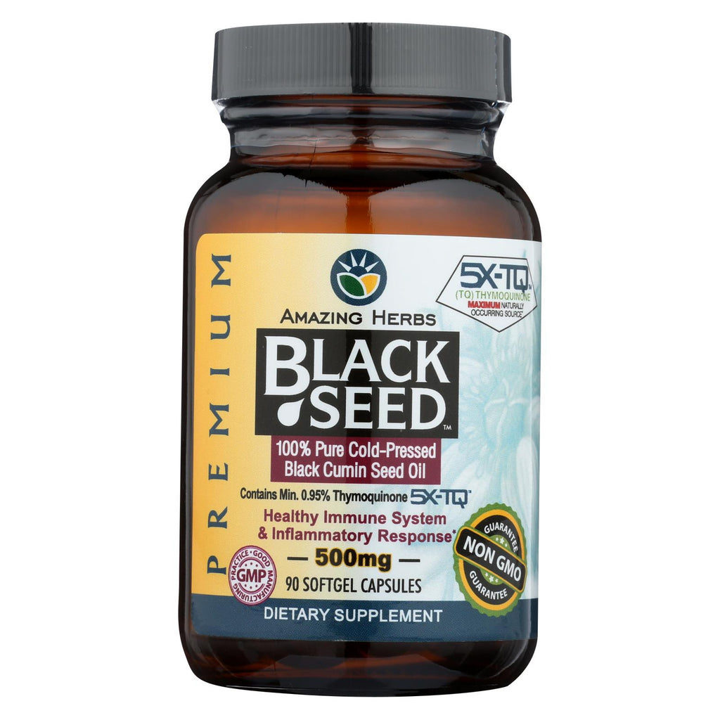 Amazing Herbs - Black Seed Black Cumin Seed Oil - 90 Softgels - Lakehouse Foods