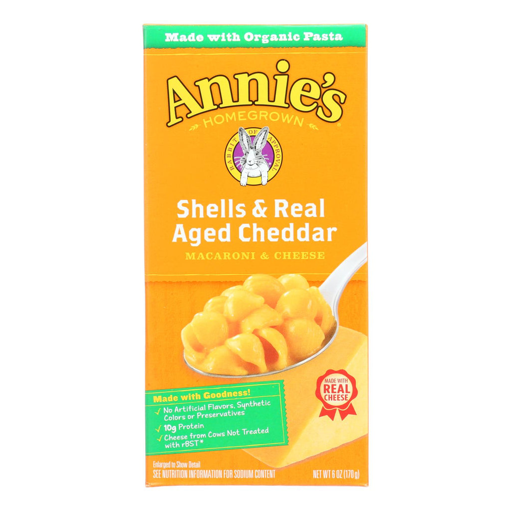 Annies Homegrown Macaroni And Cheese - Organic - Shells And Real Aged Cheddar - 6 Oz - Case Of 12 - Lakehouse Foods