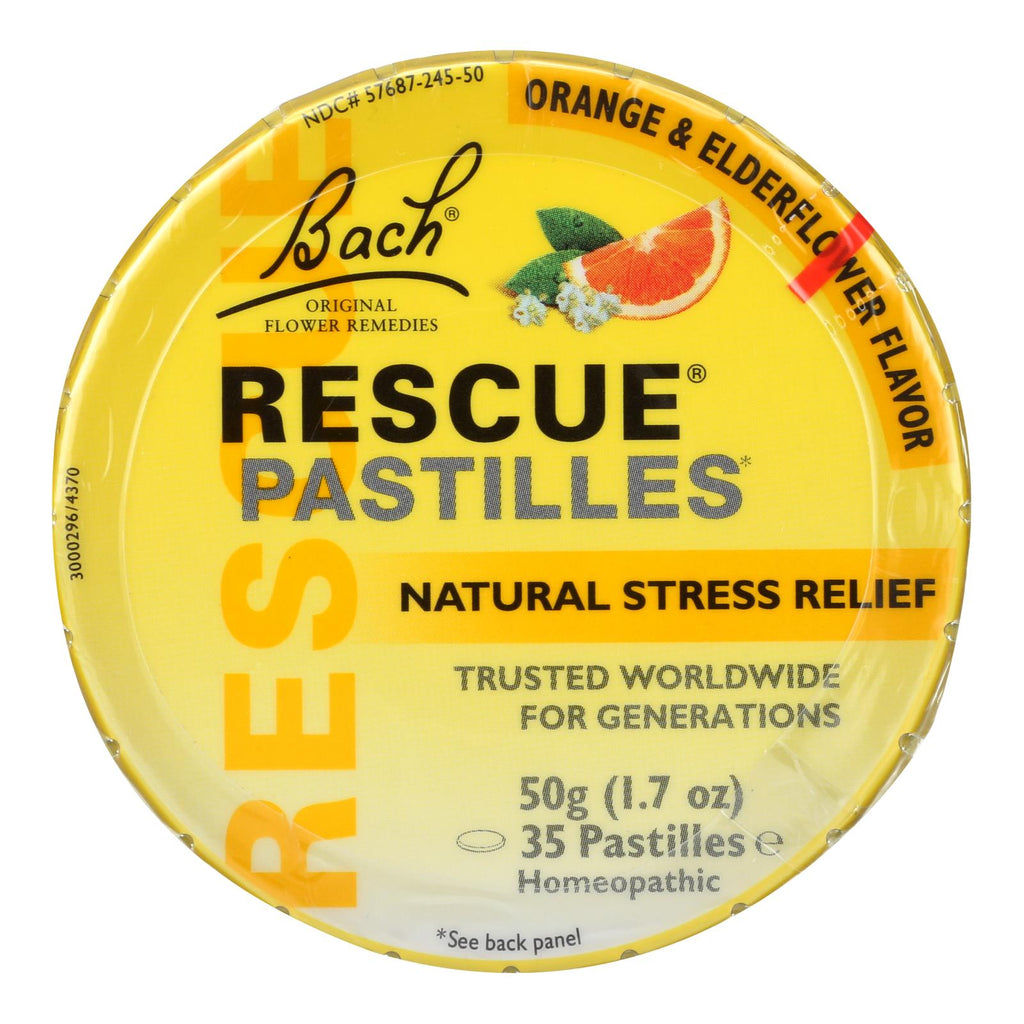 Bach Flower Remedies Rescue Remedy Pastilles Orange Elderflower - 1.7 Oz - Case Of 12 - Lakehouse Foods
