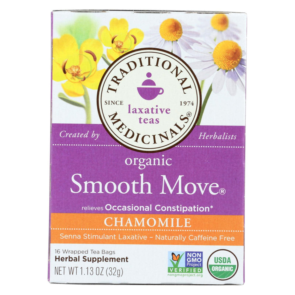 Traditional Medicinals Organic Smooth Move Chamomile Herbal Tea - 16 Tea Bags - Case Of 6 - Lakehouse Foods