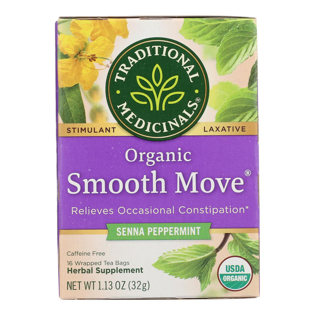 Traditional Medicinals Organic Smooth Move Peppermint Herbal Tea - 16 Tea Bags - Case Of 6 - Lakehouse Foods