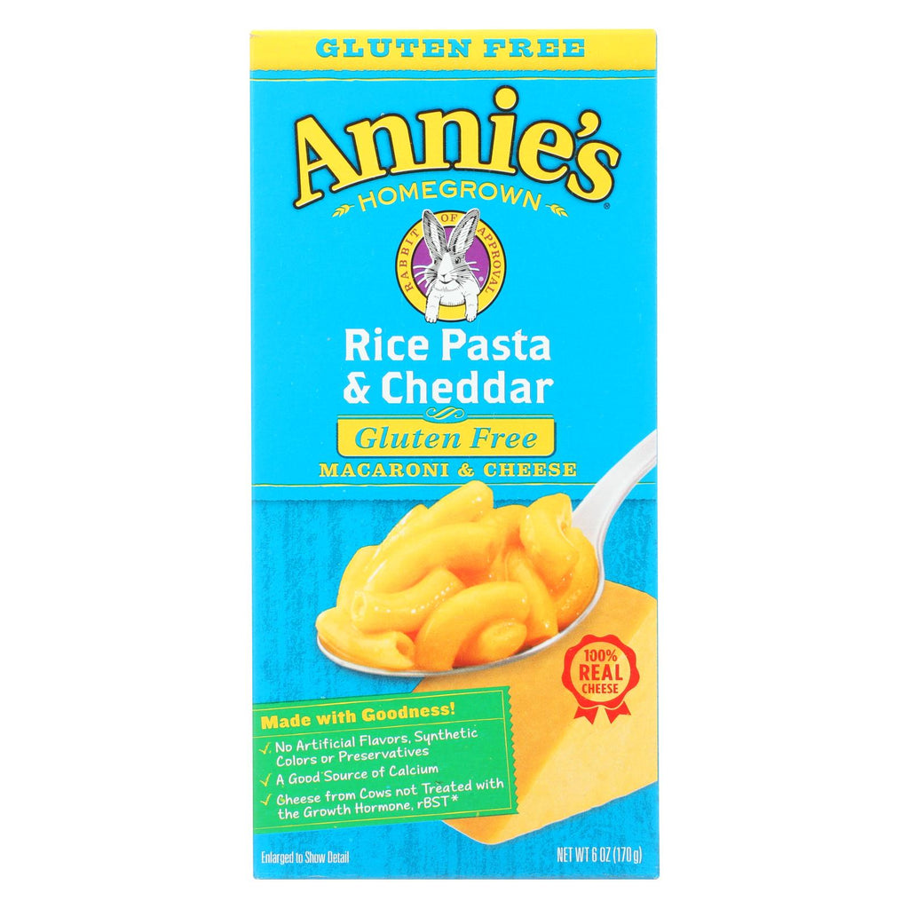 Annie's Homegrown Gluten Free Rice Pasta And Cheddar Mac And Cheese - Case Of 12 - 6 Oz. - Lakehouse Foods