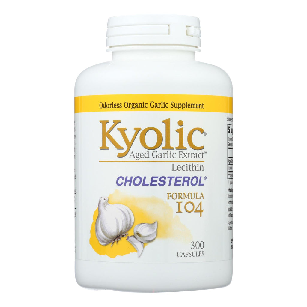 Kyolic - Aged Garlic Extract Cholesterol Formula 104 - 300 Capsules - Lakehouse Foods
