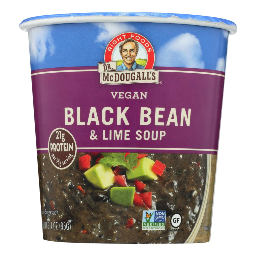 Dr. Mcdougall's Vegan Black Bean And Lime Soup Big Cup - Case Of 6 - 3.4 Oz. - Lakehouse Foods
