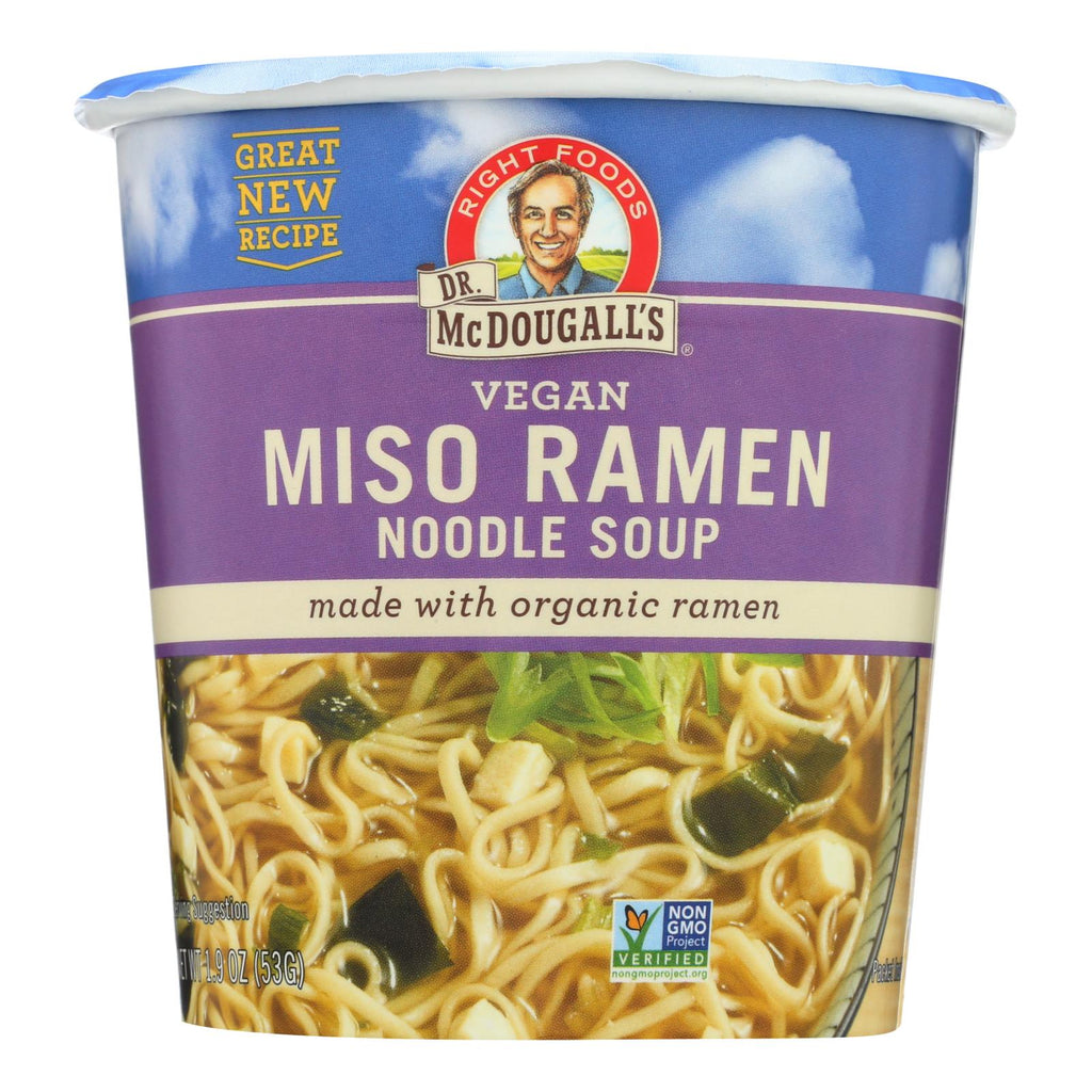 Dr. Mcdougall's Vegan Miso Ramen Soup Big Cup With Noodles - Case Of 6 - 1.9 Oz. - Lakehouse Foods