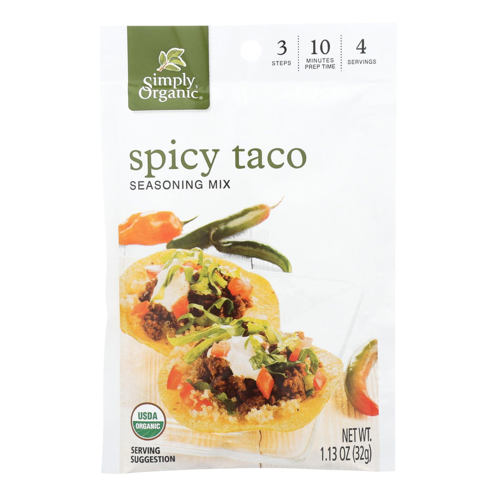 Simply Organic Spicy Taco Seasoning Mix - Case Of 12 - 1.13 Oz. - Lakehouse Foods