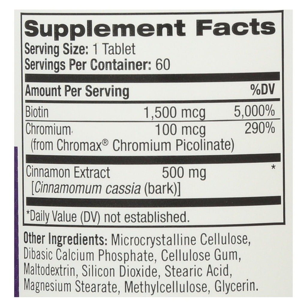 Natrol Cinnamon Biotin Chromium - 60 Tablets - Lakehouse Foods