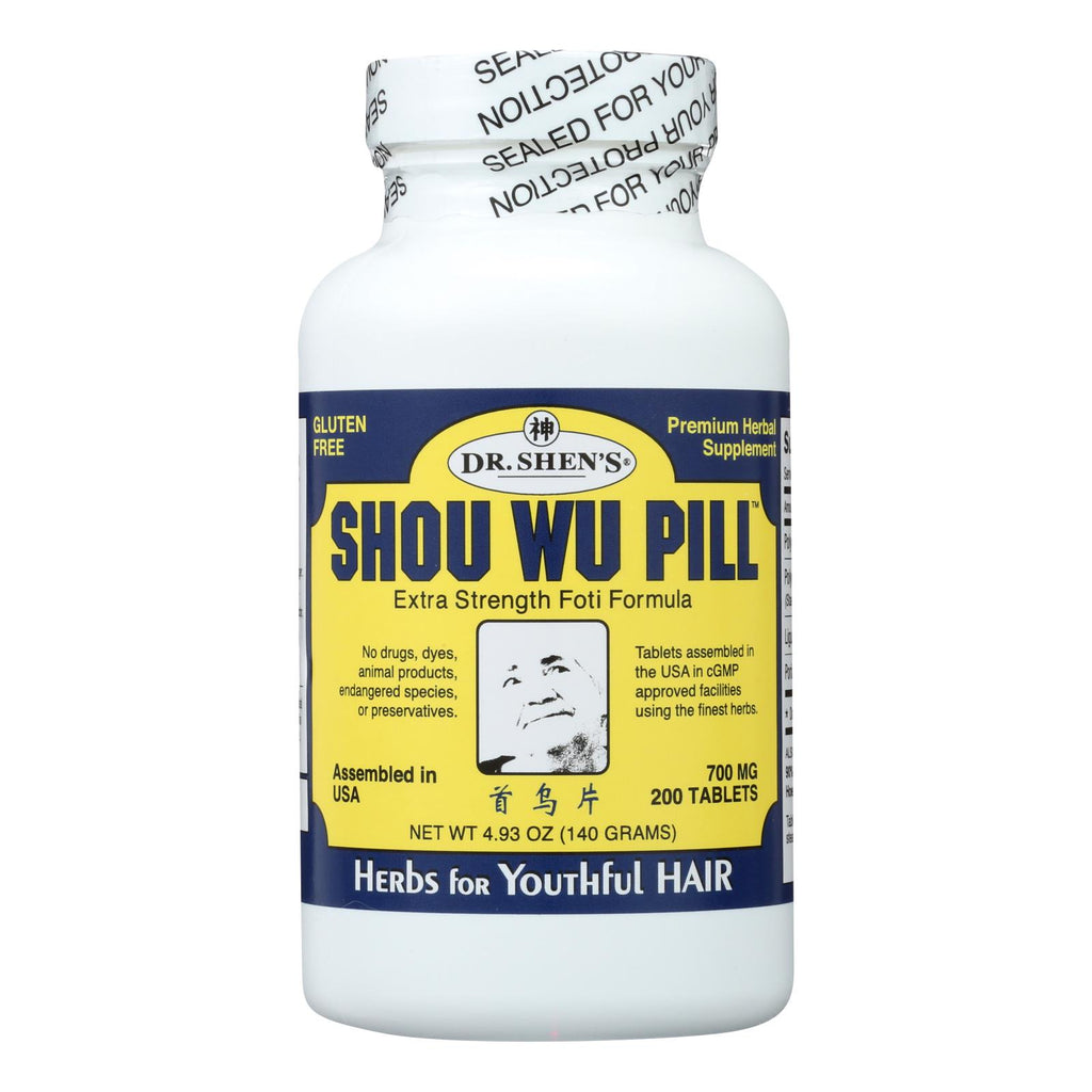 Dr. Shen's Shou Wu Youthful Hair Pill - 700 Mg - 200 Tablets - Lakehouse Foods