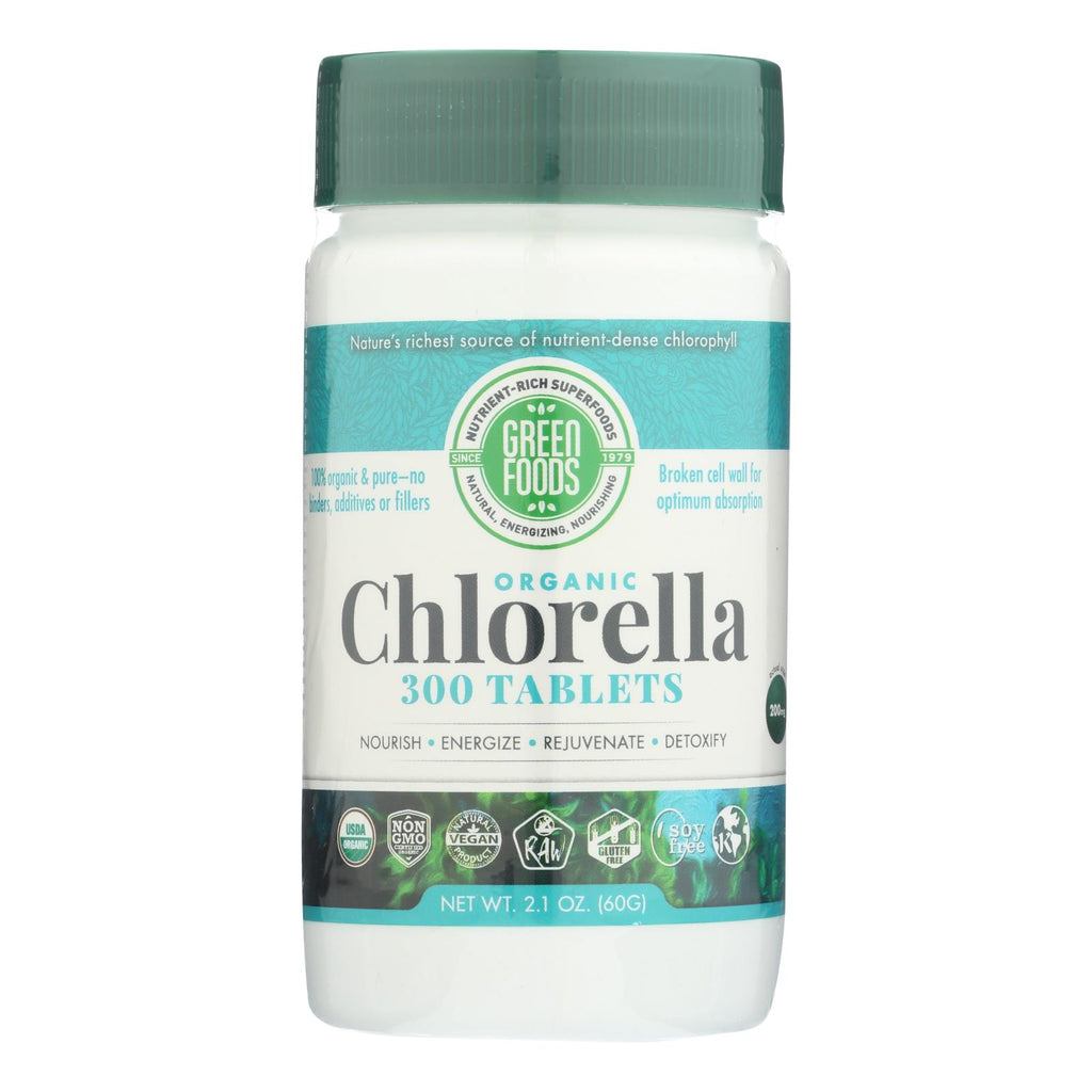 Green Foods Organic Chlorella - 200 Mg - 300 Tablets - Lakehouse Foods