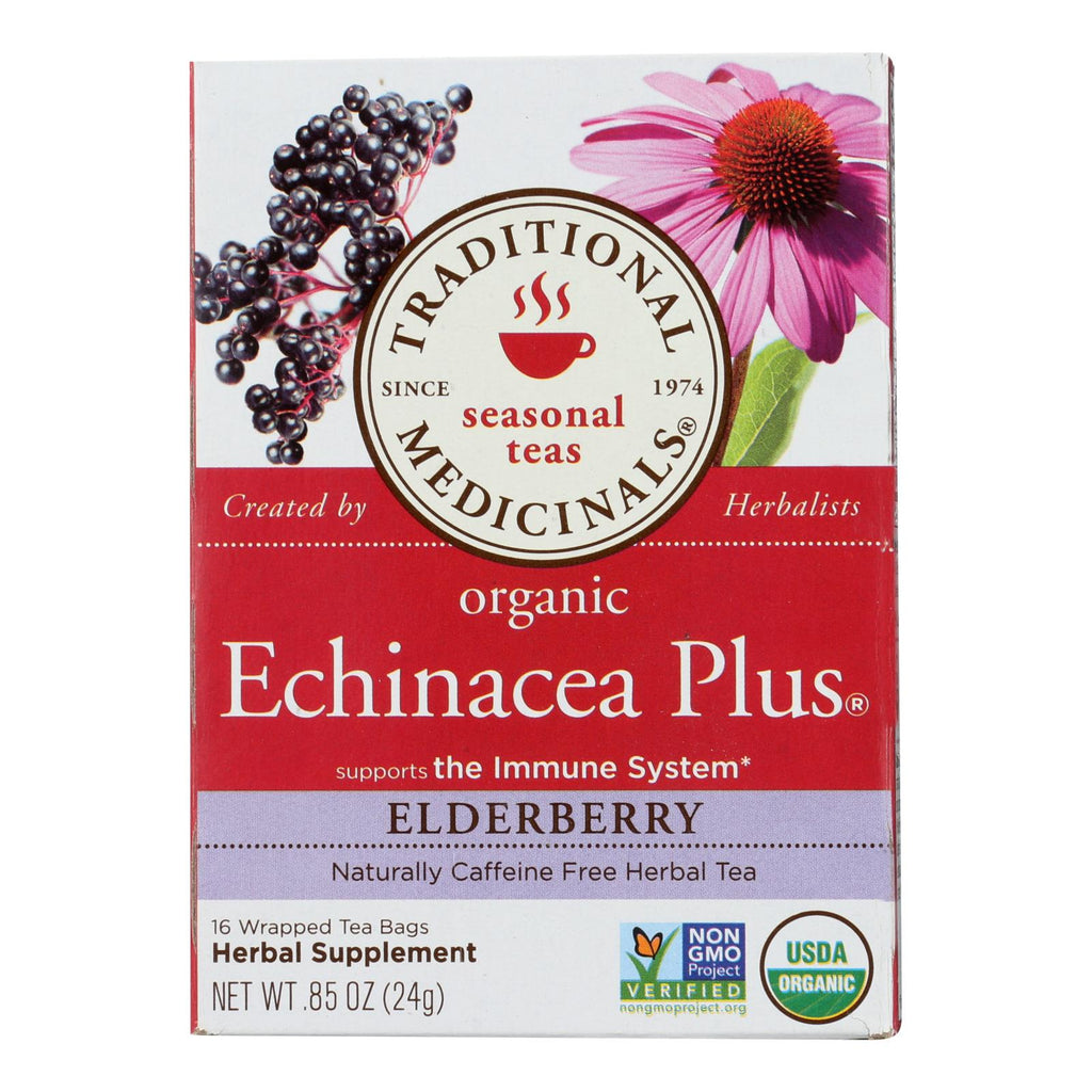 Traditional Medicinals Organic Echinacea Elder Tea -caffeine Free - Case Of 6 - 16 Bags - Lakehouse Foods