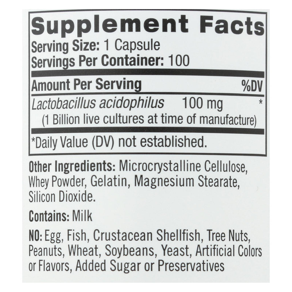 Natrol Acidophilus Probiotic - 100 Mg - 100 Capsules - Lakehouse Foods