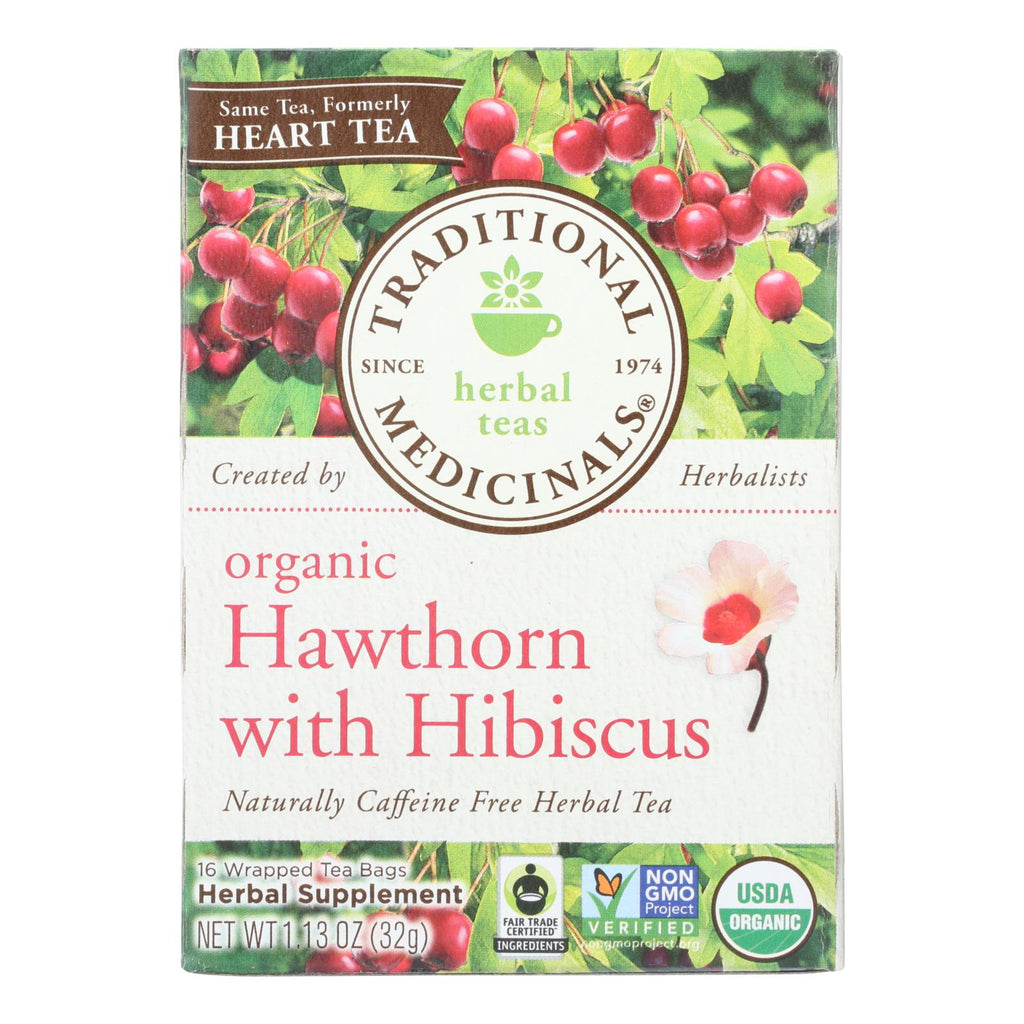 Traditional Medicinals Organic Heart Tea - Hawthorn With Hibiscus - Case Of 6 - 16 Bags - Lakehouse Foods