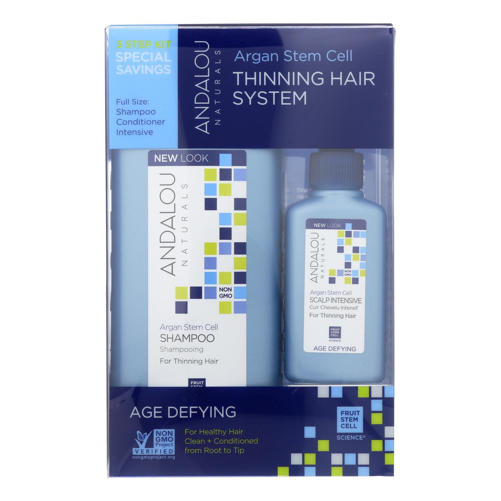 Andalou Naturals Thinning Hair System With Argan Fruit Stem Cells - 3 Pieces - Lakehouse Foods