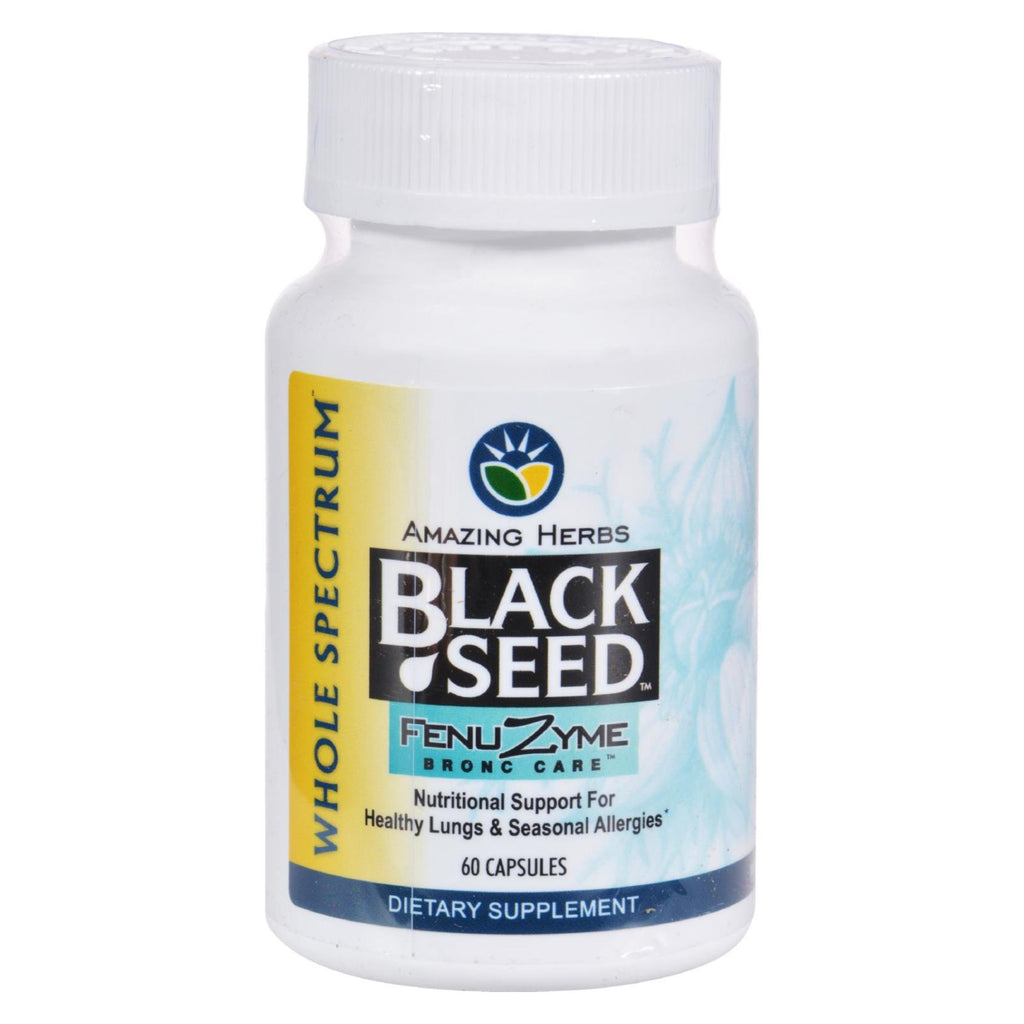 Amazing Herbs - Black Seed Fenuzyme Bronc Care - 60 Capsules - Lakehouse Foods