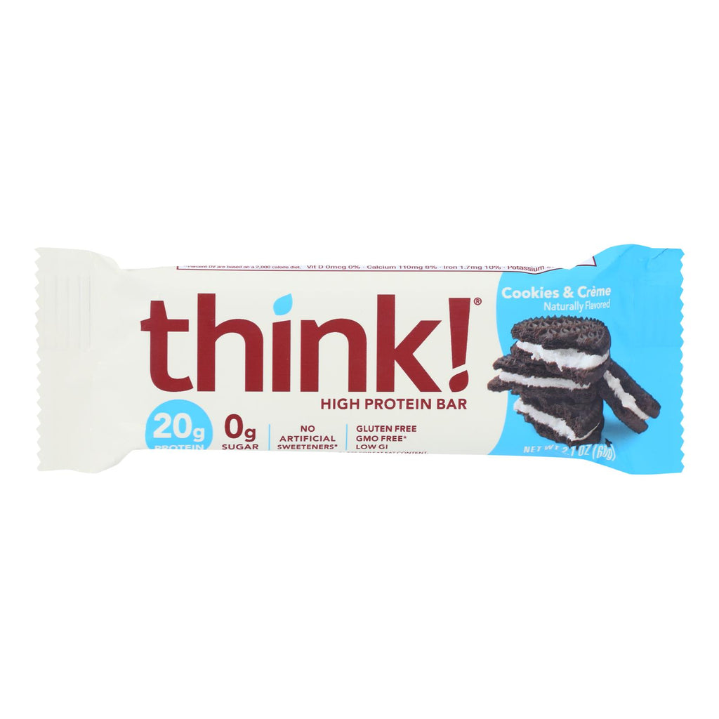 Think Products Thinkthin High Protein Bar - Cookies And Creme - 2.1 Oz - Case Of 10 - Lakehouse Foods