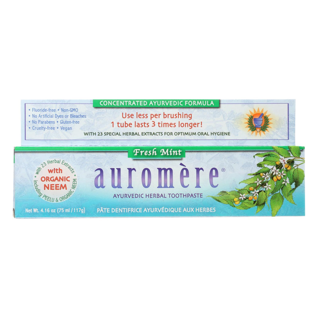 Auromere Toothpaste - Fresh Mint - Case Of 1 - 4.16 Oz. - Lakehouse Foods