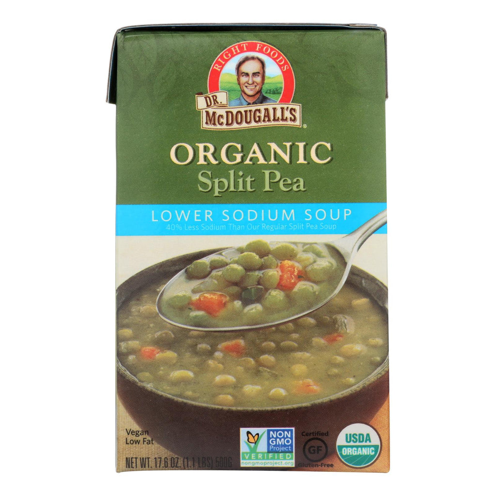 Dr. Mcdougall's Organic Split Pea Lower Sodium Soup - Case Of 6 - 17.6 Oz. - Lakehouse Foods