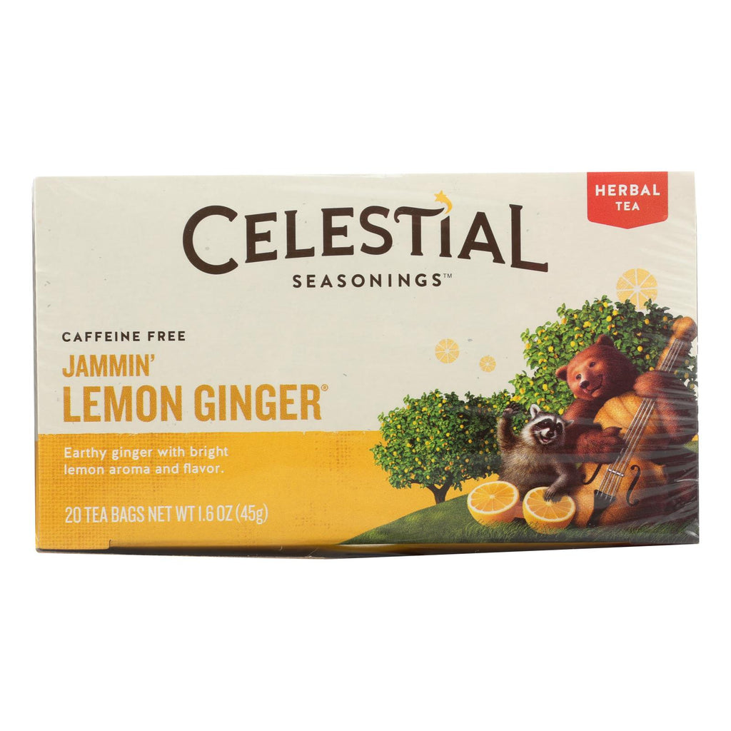 Celestial Seasonings Herbal Tea - Jammin' Lemon Ginger - Caffeine Free - Case Of 6 - 20 Bags - Lakehouse Foods