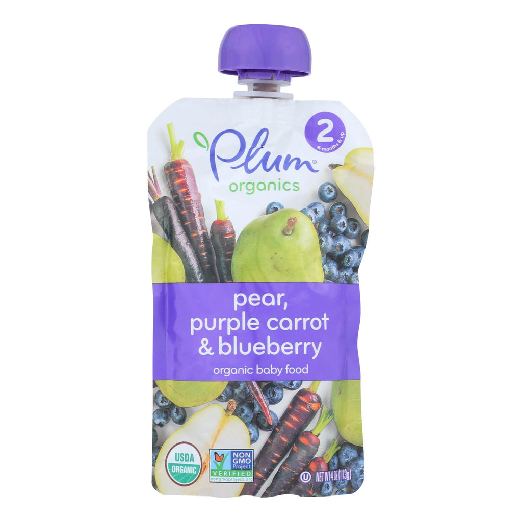 Plum Organics Baby Food - Organic - Blueberry Pear And Purple Carrots - Stage 2 - 6 Months And Up - 3.5 .oz - Case Of 6 - Lakehouse Foods