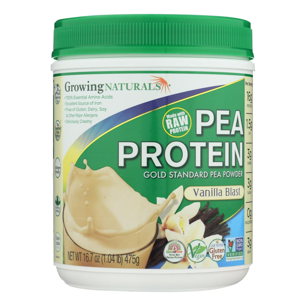 Growing Naturals Yellow Pea Protein - Vanilla Blast - 16 Oz - Lakehouse Foods