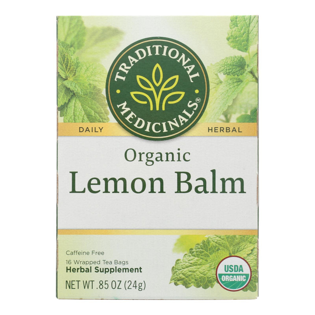 Traditional Medicinals Organic Herbal Tea - Lemon Balm Lemon Bal Og2 - Case Of 6 - 16 Bags - Lakehouse Foods