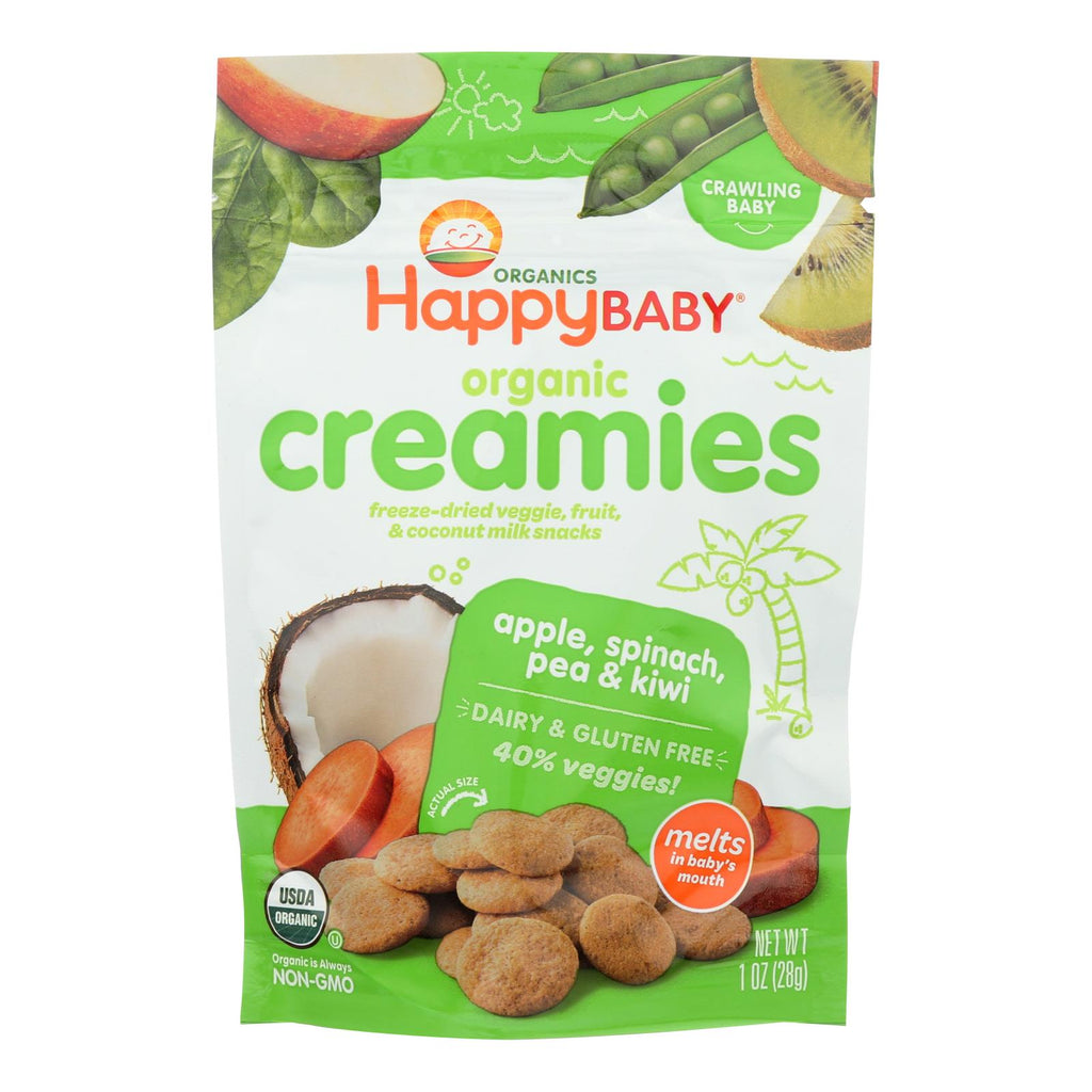 Happy Creamies Organic Snacks - Apple Spinach Pea Kiwi - Case Of 8 - 1 Oz - Lakehouse Foods