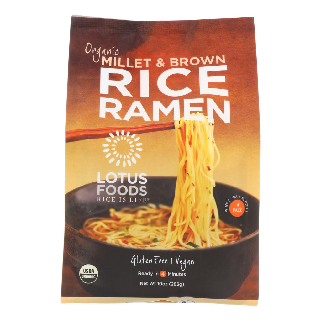 Lotus Foods Ramen - Organic - Millet And Brown Rice - 4 Ramen Cakes - 10 Oz - Case Of 6 - Lakehouse Foods