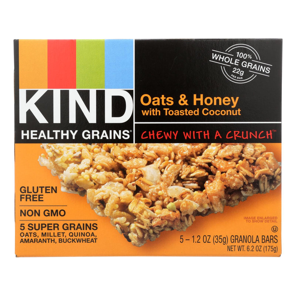 Kind Bar - Granola - Healthy Grains - Oats And Honey With Toasted Coconut - 1.2 Oz - 5 Count - Case Of 8 - Lakehouse Foods