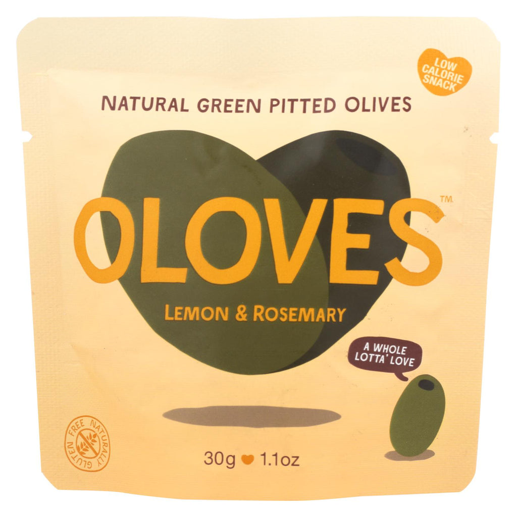 Oloves Green Pitted Olives - Lemon And Rosemary - Case Of 10 - 1.1 Oz. - Lakehouse Foods