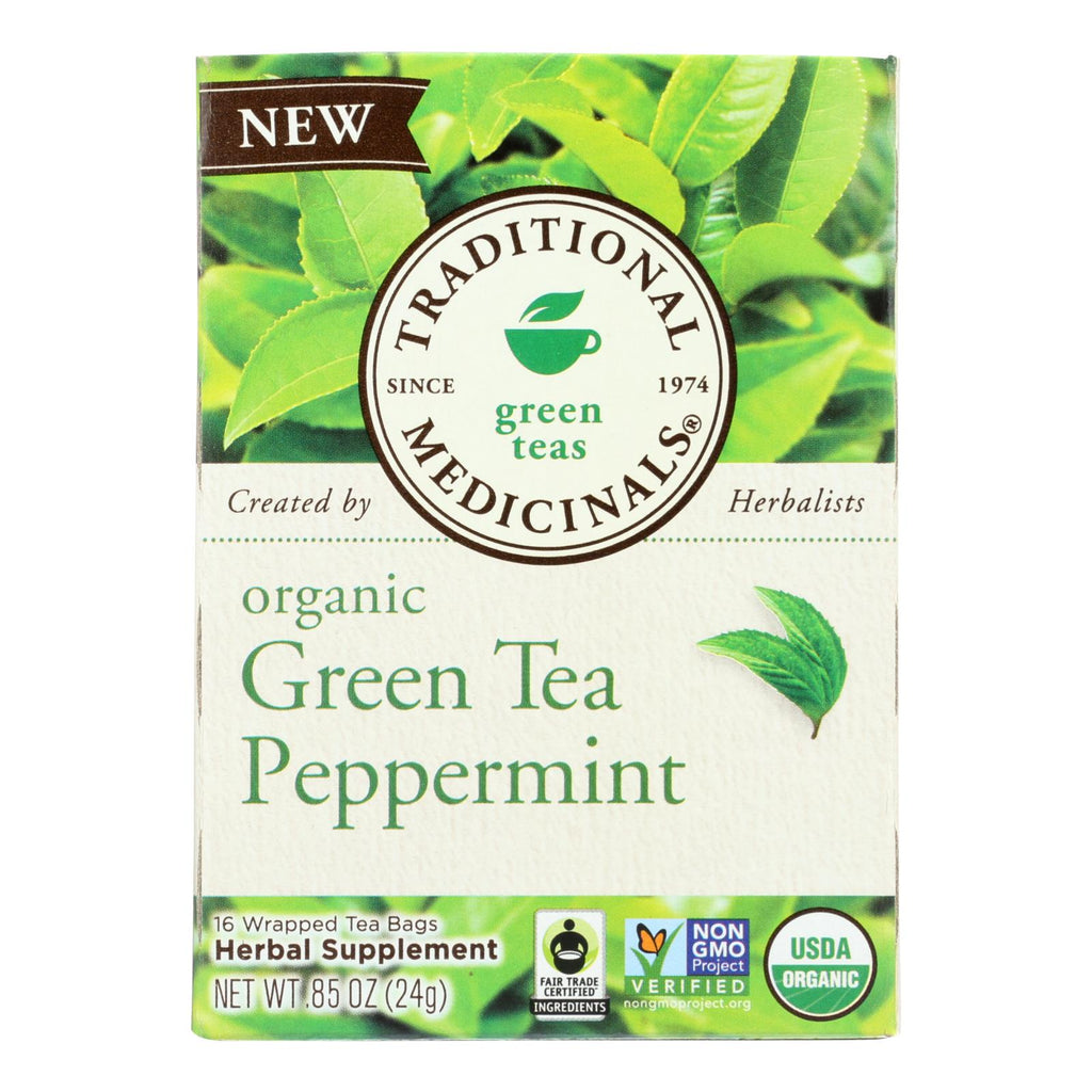 Traditional Medicinals Tea - Organic - Green Tea - Ppprmnt - 16 Ct - 1 Case - Lakehouse Foods