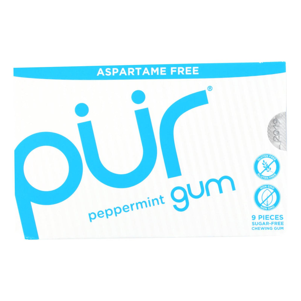 Pur Gum - Peppermint - Aspartame Free - 9 Pieces - 12.6 G - Case Of 12 - Lakehouse Foods