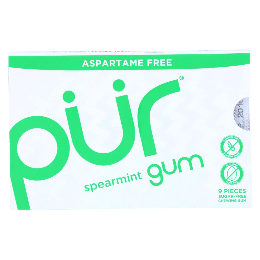 Pur Gum - Spearmint - Aspartame Free - 9 Pieces - 12.6 G - Case Of 12 - Lakehouse Foods