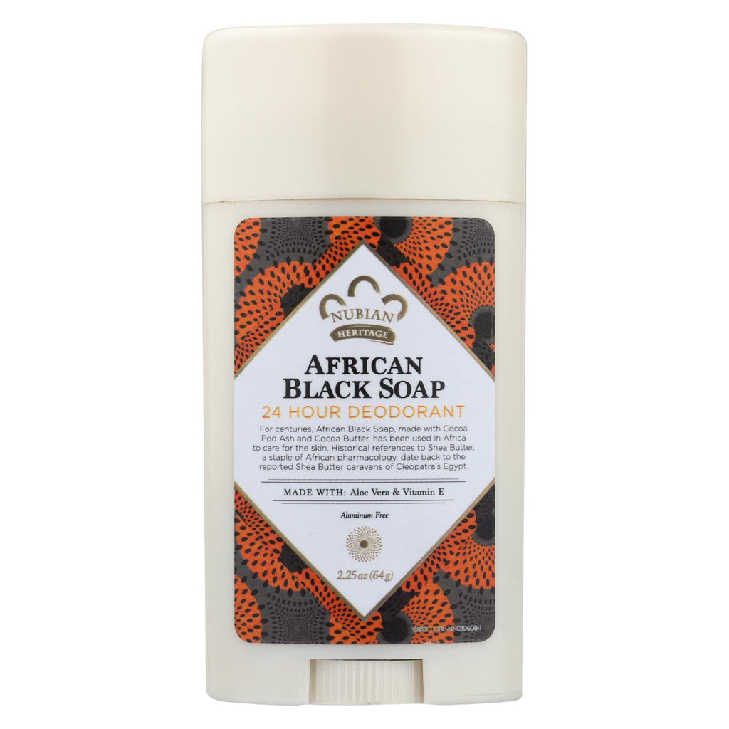 Nubian Heritage Deodorant - All Natural - 24 Hour - African Black Soap - 2.25 Oz - 1 Each - Lakehouse Foods