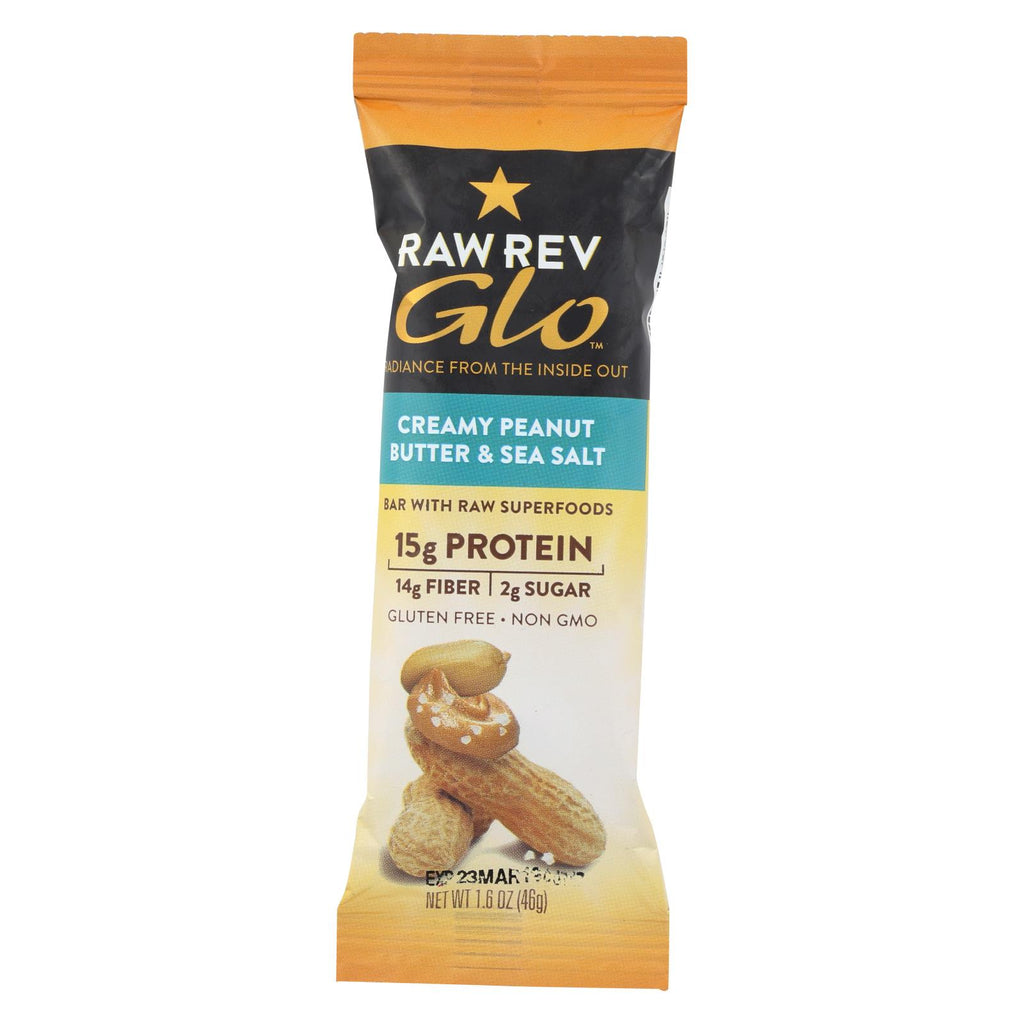 Raw Revolution Glo Bar - Creamy Peanut Butter And Sea Salt - 1.6 Oz - Case Of 12 - Lakehouse Foods