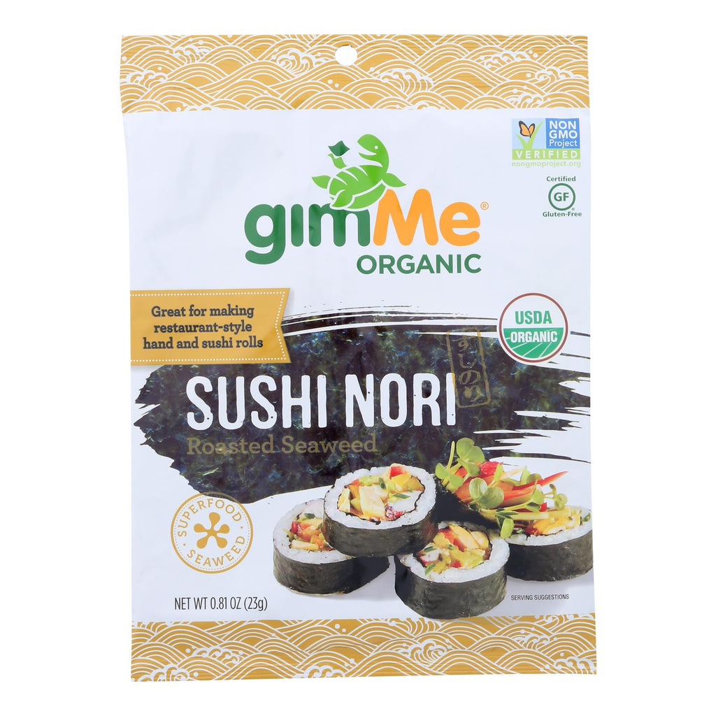 Gimme Seaweed Snacks 100% Organic Roasted Seaweed Sushi Nori - Wrap N' Roll - Case Of 12 - .81 Oz - Lakehouse Foods