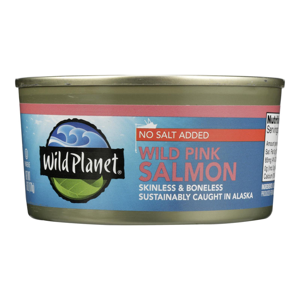 Wild Planet Wild Alaskan Pink Salmon - No Salt Added - Case Of 12 - 6 Oz. - Lakehouse Foods