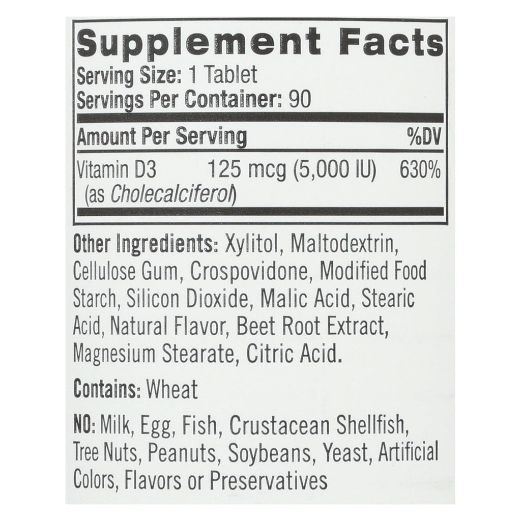 Natrol Vitamin D3 - 5000 Iu - Fast Dissolve - 90 Tablets - Lakehouse Foods