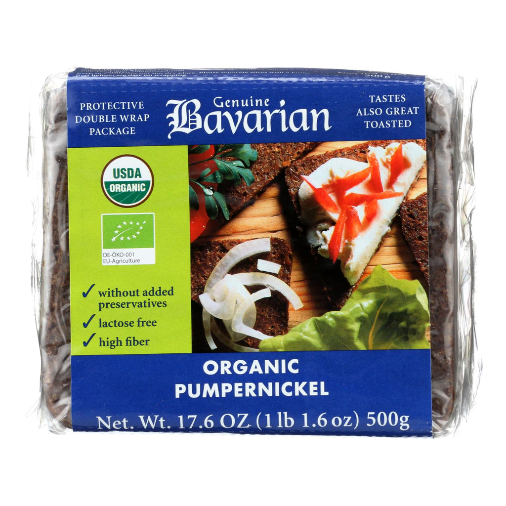 Genuine Bavarian Organic Bread - Pumpernickel - Case Of 6 - 17.6 Oz. - Lakehouse Foods