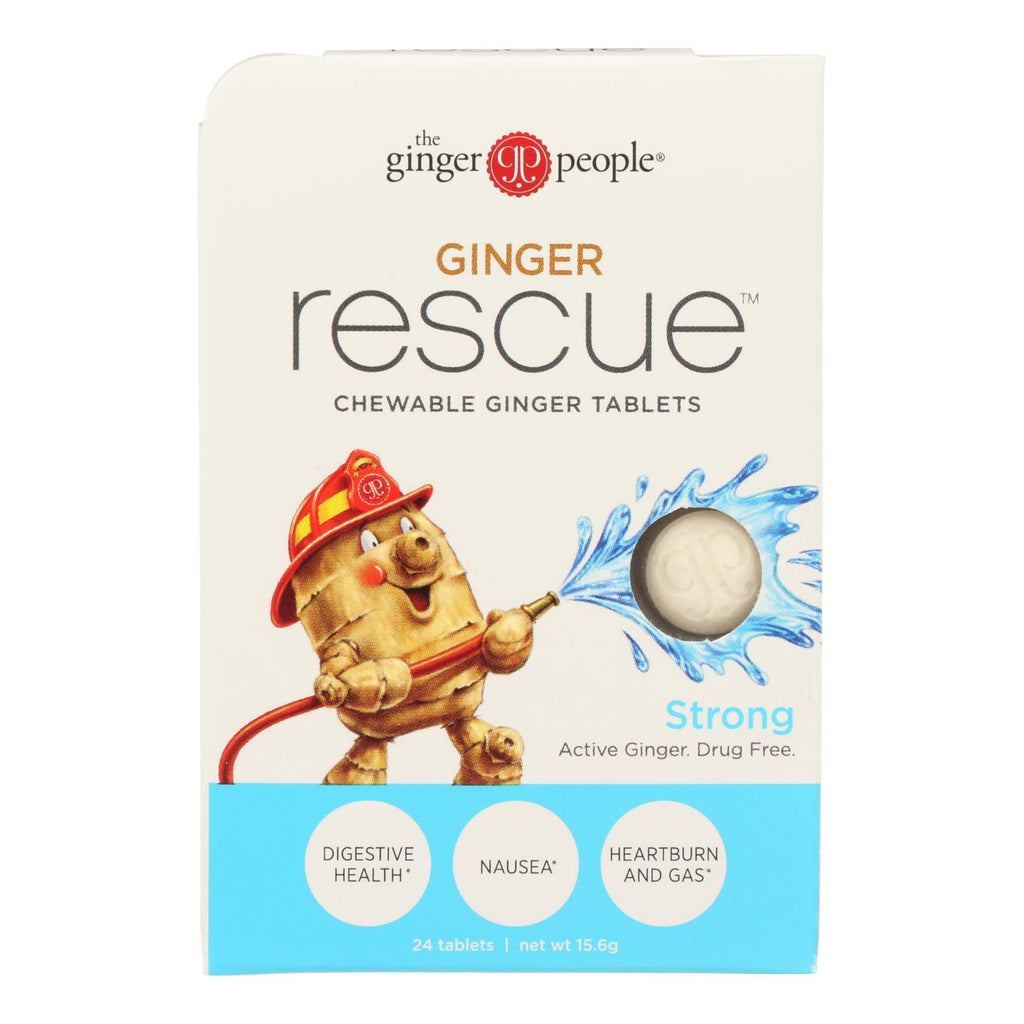 Ginger People Ginger Rescue - Strong - 24 Chewable Tablets - Case Of 10 - Lakehouse Foods