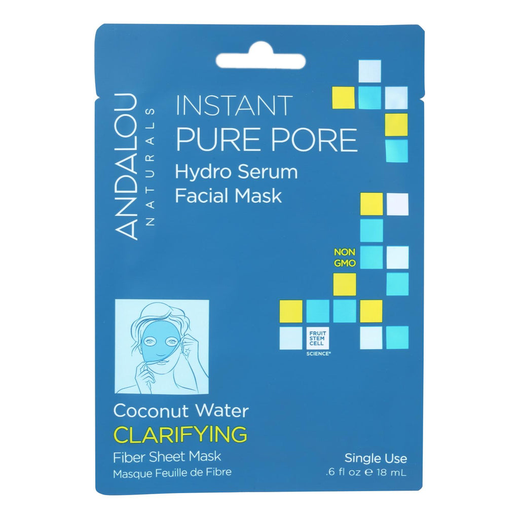 Andalou Naturals Instant Pure Pore Facial Mask - Coconut Water Clarifying - Case Of 6 - 0.6 Fl Oz - Lakehouse Foods