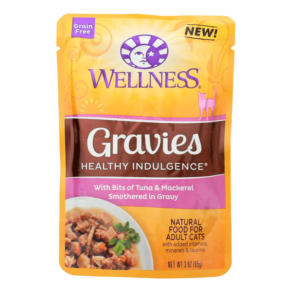 Wellness Pet Products Cat Food - Gravies With Bits Of Tuna And Mackerel Smothered In Gravy - Case Of 24 - 3 Oz. - Lakehouse Foods